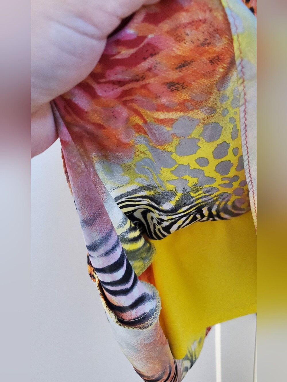 Simon Chang- Tiered Tropical Zebra Print Party Midi Dress Sz.10-12 PTP 23 - Picture 8 of 9